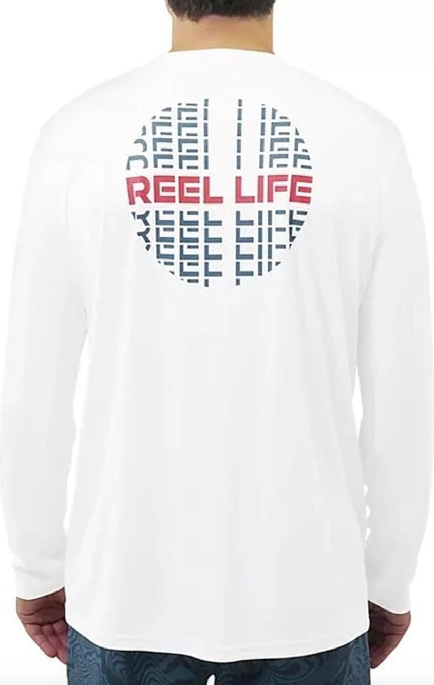 Reel Life Men's Sun Defender Long Sleeve UV Tee White Size M